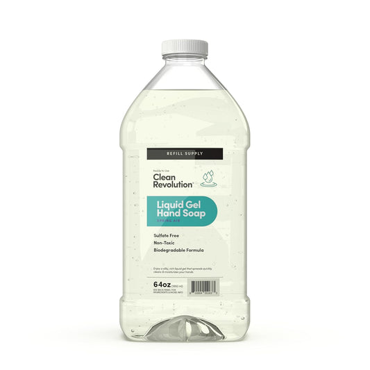 Clean Revolution Liquid Gel Hand Soap, Silky Rich Liquid, Quick Lather, Fast Rinsing, Contains Real Essential Oils (Spring Air) 64 Fl Oz