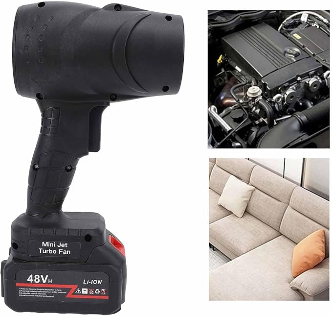 Electric Air Duster Leaf Blower ABS Powerful Turbofan Rechargeable Cordless Handheld Jet Dry Blower for Home Car Keyboard Camping (Black)