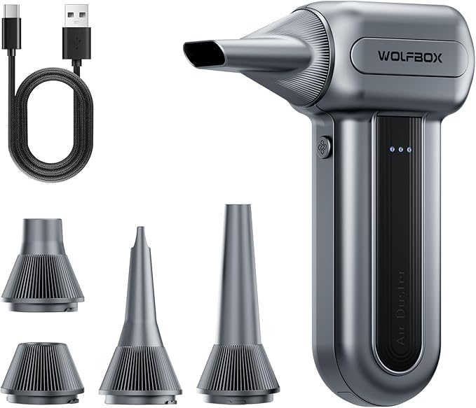 WOLFBOX MF70 Compressed Air Duster and Hard Carrying Case