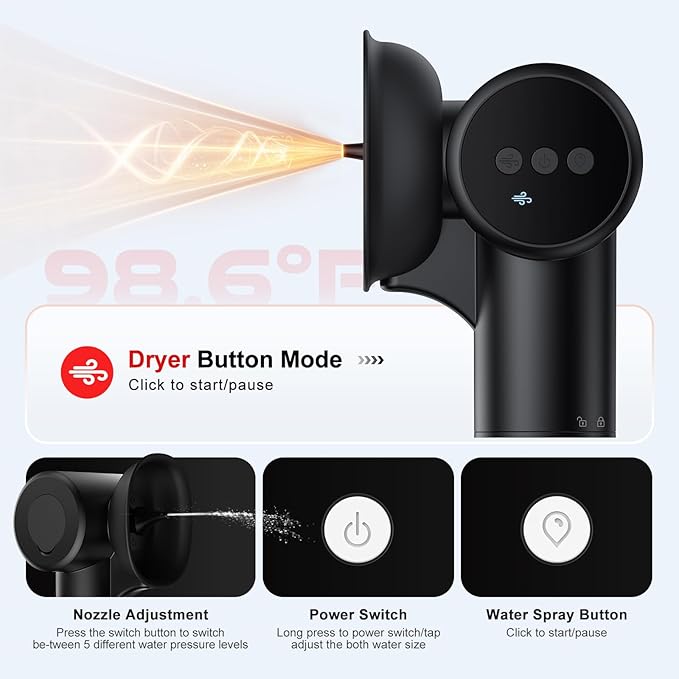 Upgraded Ear Wax Removal, Electric Ear Cleaner with Mild Drying, Safe & Gentle Automatic Ear Cleaner, Cleaning with Dual-Compartment Design, Electric Ear Wax Removal 5 Pressure Settings, IPX7, Black