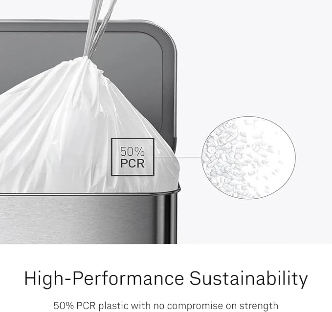 simplehuman Code H 100 Count, Dispenser Pack Custom Fit Liners, Drawstring Trash Bags, 30-35 Liter / 8-9 Gallon, White