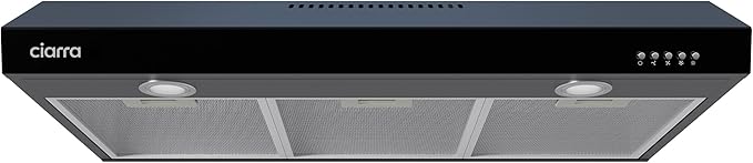CIARRA Black Range Hood 30 inch Under Cabinet Ductless Ducted Convertible, Slim Kitchen Stove Vent Hood with 3 Speed Exhaust Fan