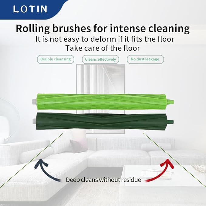 LOTIN Replacement Parts Kit Compatible with Roomba s9(9150),s9+(9550), Series Vacuum Cleaner.Pack of 2 Set of Multi-Surface Rubber Brushes,8 Side Brushes,8 Filters,10 Dust Bags,2 Tools