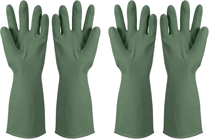 uxcell Rubber Cleaning Gloves, Reusable Household Dishwashing Long Rubber Gloves