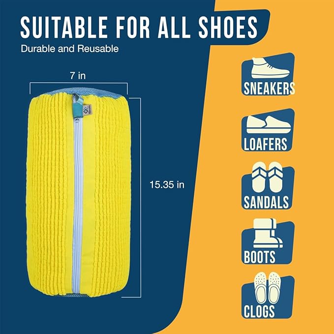 Shoe Washing Machine Bag – Laundry Shoe Bag for Washer and Dryer, Sneaker Washing Machine Bag, Shoe Dryer Bag, Shoe Cleaning Bag, Shoe Laundry Bag for Sneakers and Delicate Shoes (YELLOW)