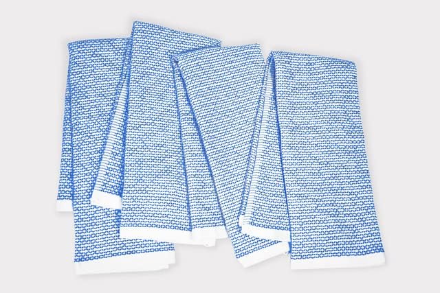Realm 17" x 27" 100% Cotton Kitchen Towel (4 Pack) | Dobby Textured Nautical Blue | Soft, Plush & Absorbent with Solid White Backing