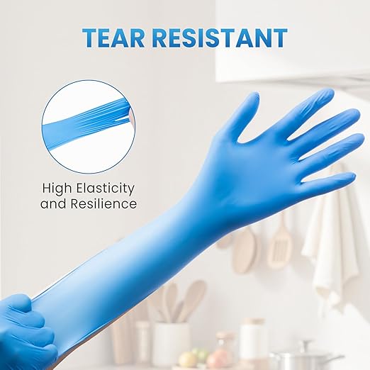 Borje Nitrile Exam Gloves Medium, 100 Count Disposable Gloves, Blue, Latex-Free Powder-Free, Food Safe, Cooking, Cleaning