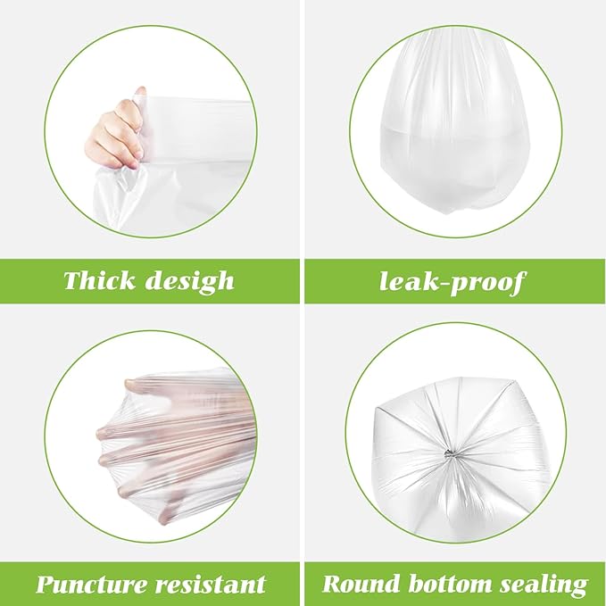 Teivio 1 Gallon 260 Counts Strong Clear Trash Bags Garbage Bags,Mini Waste Basket Liners,Tiny Bathroom Trash Can Bin Liners,Small Plastic Bags for Home Office Kitchen Car Bedroom Dog waste Baby Diaper
