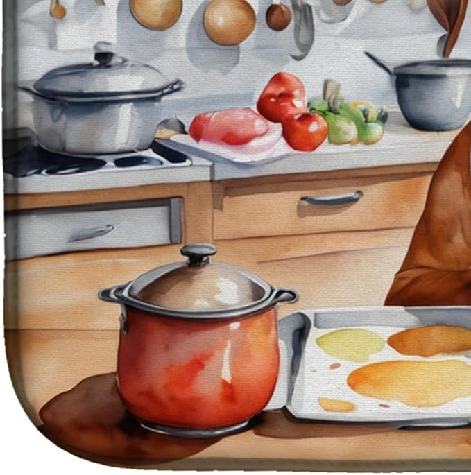Caroline's Treasures DAC6315DDM Rhodesian Ridgeback The Chef Dish Drying Mat Absorbent Dish Drying Mat Pad for Kitchen Counter Dish Drainer Mat for Countertop, 14 x 21", Multicolor