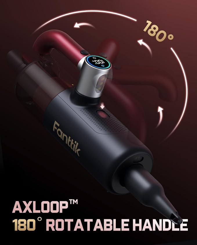 Fanttik Cruise V11 APEX Handheld Vacuum Cordless, 4-in-1 Vacuum Cleaner for Pet, AxLoop 180° Rotatable Handle, LED Touch Screen, 3 Suction Modes for Home Corners, Couches, Crevices