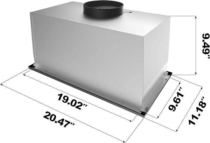 CIARRA Insert Range Hood 20 inch 650 CFM Kitchen Stove Vent Hood with LED Light, 3 Speed Exhaust Fan, Push Button, Black, CAB52913E-N