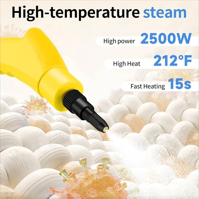 Steam Cleaner,15s Heat-Up 6-Level Adjustable, 2500W Handheld Steam Cleaner for Home with 13 pcs Accessories,Portable Steamer for Kitchens, Grease, Bathroom, Grout,Tile, Floor, Couch and Car