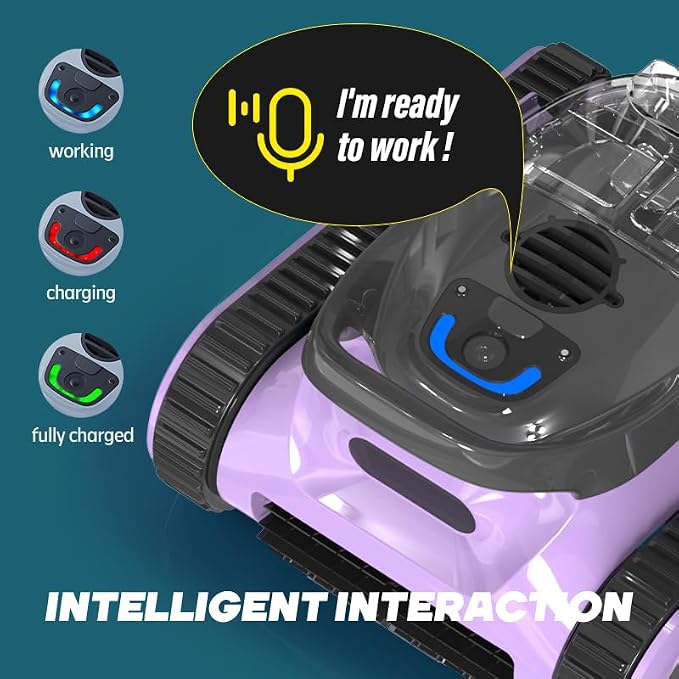 Pool Vacuum for Above Ground Pool for In Ground Pools, 2.5h Runtime, Cordless Robotic Pool Cleaner with 2024 Upgraded Motor, Wall Climbing, Intelligent Route Planning（Purple Black）