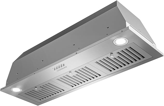 COSMO COS-36IRHP 36 in. Lumin Collection 380 CFM Ducted Insert Range Hood, Button Controls, LED Lights, Stainless Steel