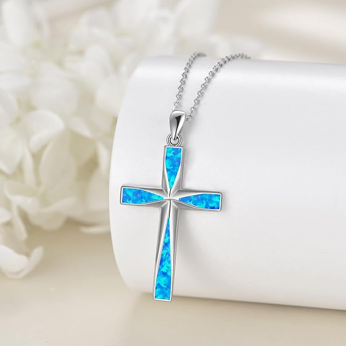 ONEFINITY Religious Cross Pendant Necklace Sterling Silver Origami Cross Pendant Gifts for Women Men Jewelry
