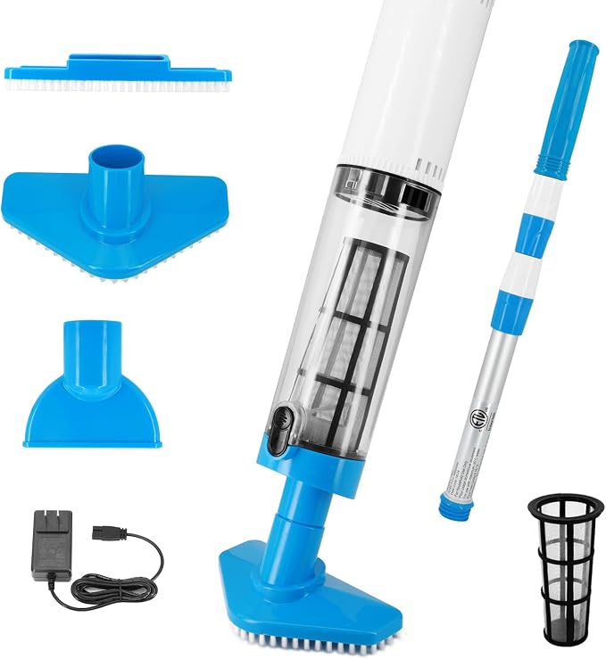Cordless Handheld Pool Vacuum 3 in 1, 90 Mins Runtime, Rechargeable Pool Cleaner with Telescopic Pole for Above Ground & Inground Pools, Hot Tubs