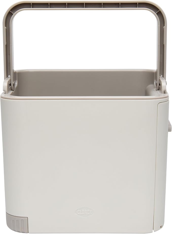 CLOROX KeptClean Kitchen Sink Organizer – Space-Saving Organization of Dish Soap, Scrub Brushes, and Dish Towels, Fold-Down Shelf for Sponges and Jewelry, Drainage Tray – Almond Cream