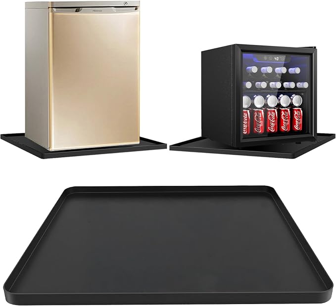 Mini Fridge Silicone Mat, 23.6"x23.6"x0.6" - Durable Refrigerator Mats with High Raised Edges, Leak-Proof Fridge Mats for Mini Fridges, Washing Machines, Pet Bowls - Protects Floors from Water Spills