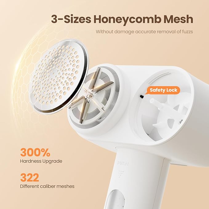Mosthink Fabric Shaver, 2-in-1 Electric Lint Remover & Build-in Lint Brush, Large Fuzz Remover for Clothes Couch Furniture (White, 2000mAh)