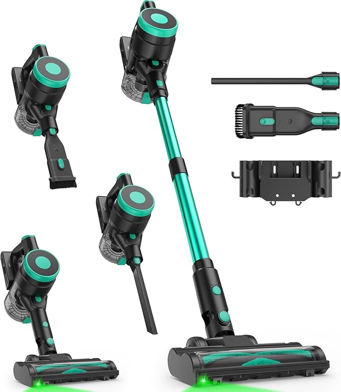 Zefiro 350W Cordless Vacuum Cleaner,45Mins Runtime Vacuum Cleaners for Home, Anti-Tangle and 1.5L Dust Cup, Lightweight Vacuum for Hardwood Floor Carpet Pet Hair