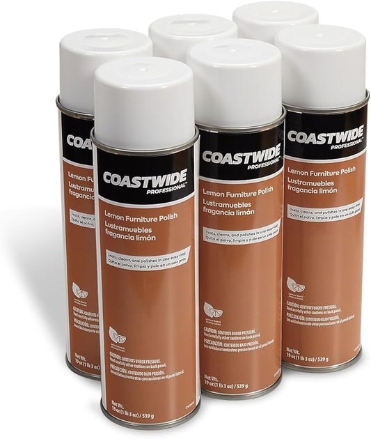 Coastwide Professional Furniture Polish, Lemon Scent, 19 Oz., 6/Carton