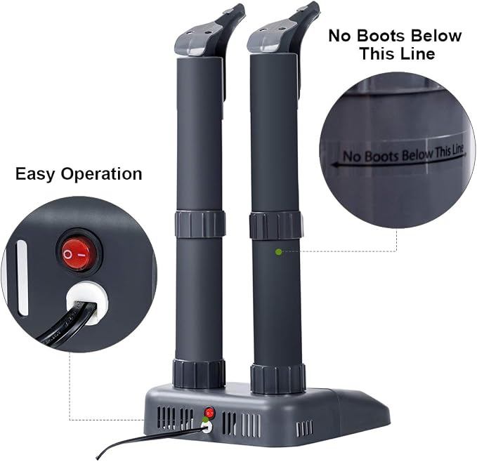 COSTWAY Boot Dryer, Electric Shoe Dryer and Warmer with Heat Blower, Fast Drying, Overheat Protection, Easy to Assemble, Shoe Dryer for Work Boots, Shoes, Gloves and Socks (2-Shoe)