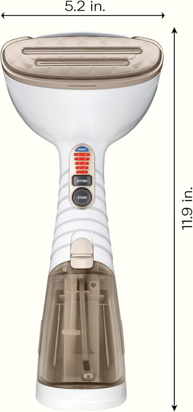 Conair Handheld Garment Steamer for Clothes, Turbo ExtremeSteam 1875W Fabric Steamer, Portable Handheld Design, Strong Penetrating Steam, White/Champagne (Pack of 2)