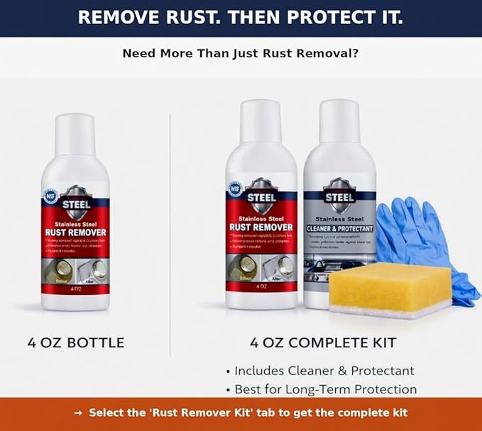 CLEAN MY STEEL Innoshine B570 Stainless Steel Rust Remover and Cleaner, NSF Certified, Approved for Food Contact Areas, 4 oz