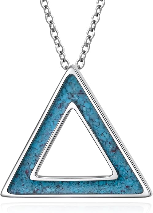 DAOCHONG 925 Sterling Silver Geometric Shapes Necklace Triangle/Rectangle/Rhombus/Circle Pendant Necklace for Women Jewelry Gifts