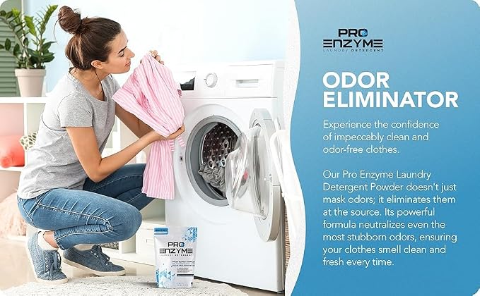 Pro-Enzyme Laundry Detergent Powder, Non-Irritating Professional Strength Natural Active Enzymes - Powerful Sweat, Odor & Stain Remover for Activewear, Clothing, Bedding, Use in All Machines, 96 Loads