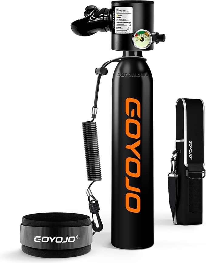 GOYOJO Mini Scuba Tank, Portable Diving Lung Air Tank with DOT Certified, Refillable Emergency Backup Pony Bottle for Snorkeling, Underwater Breathing, Training