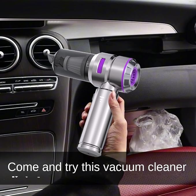 4-in-1 Cordless Mini Car Vacuum & Air Duster – 18,000PA Powerful Suction, USB-C Rechargeable, HEPA Filter, Handheld Portable for Car Interior, Pet Hair, Keyboard & Home Cleaning