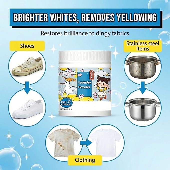 17.6 Oz Oxygen Laundry Powder,Hyper Concentrated Strong Stain Remover Powder,Suitable for Color Protection of Clothing, and Capable of Removing Stubborn Stains Caused by Milk, Sweat, Oil, and Fruits