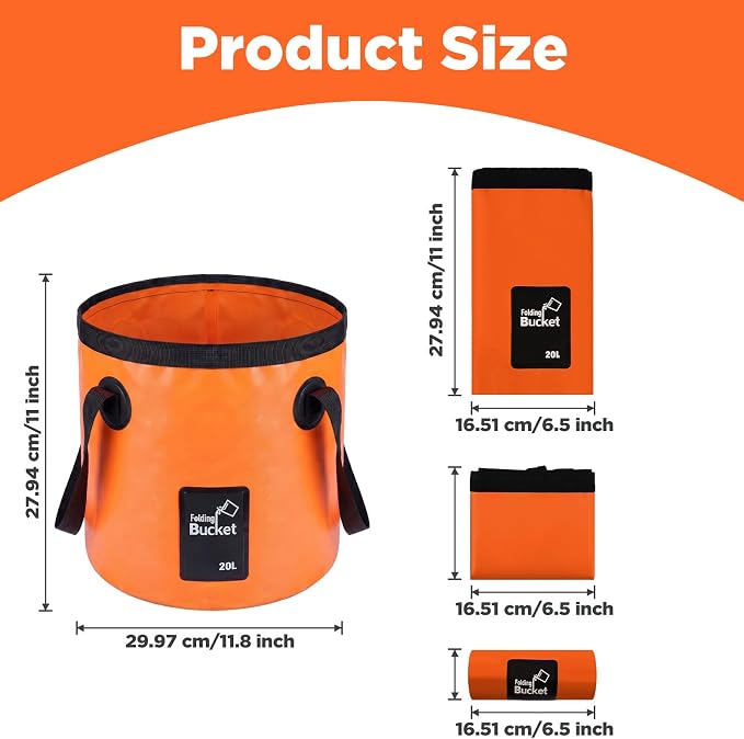 4 Pcs Collapsible Bucket with Handle 5 Gallon(20L) Foldable Water Container Folding Water Bucket Portable Folding Camp Wash Basin for Outdoor Travelling Camping Hiking Fishing Car Washing