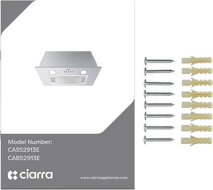 CIARRA Insert Range Hood 20 inch 650 CFM Kitchen Stove Hood with LED Light, 3 Speed Exhaust Fan, Push Button, Stainless Steel, CAS52913E-N