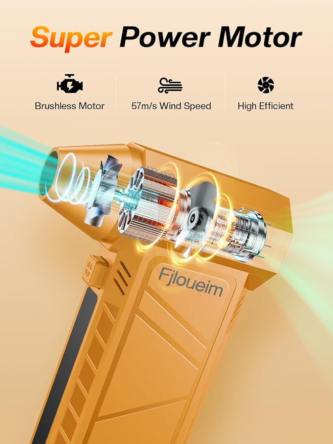 Electric Air Duster, 130,000RPM Compressed Air Duster Rechargeable with 4-Speed Settings, Mini Turbo Jet Fan Blower Portable USB-C for Keyboards PC Electronics Cars（Orange）