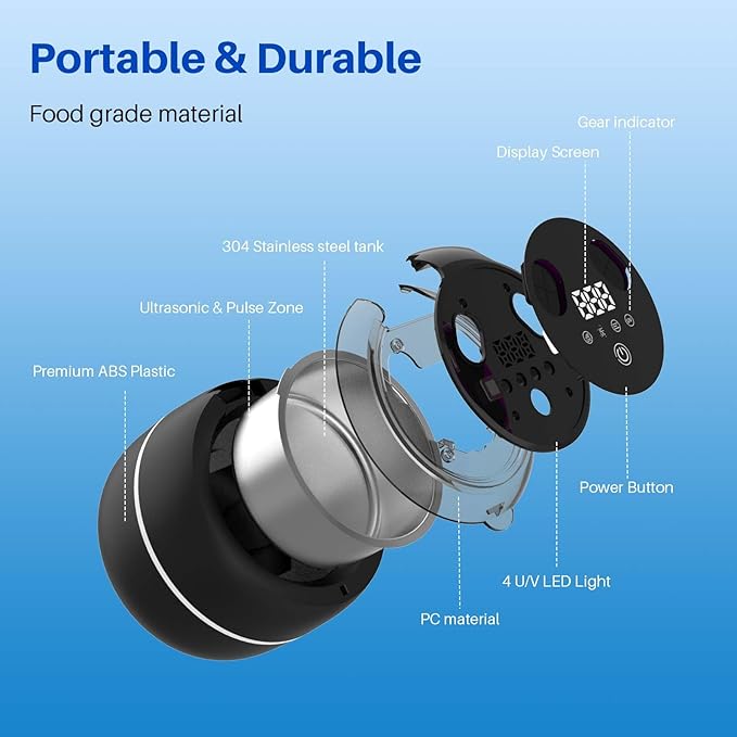 Voraiya Ultrasonic Cleaner Machine with LED Display for Invisalign, 45-52kHZ 200ml Dental Cleaning Pod Retainer Cleaner Aligner Cleaning Ultra Sonic for Mouth Guards Night Guards Dentures