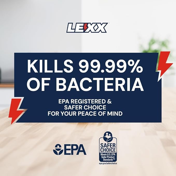 LEXX® RTU Broad Spectrum Disinfectant & Cleaner - EPA Registered, Kills 99.99% of Bacteria - Hospitals, Schools, Offices, Homes - Citric Acid, Safer Choice, Non-Toxic, No Bleach - 128 fl. oz.
