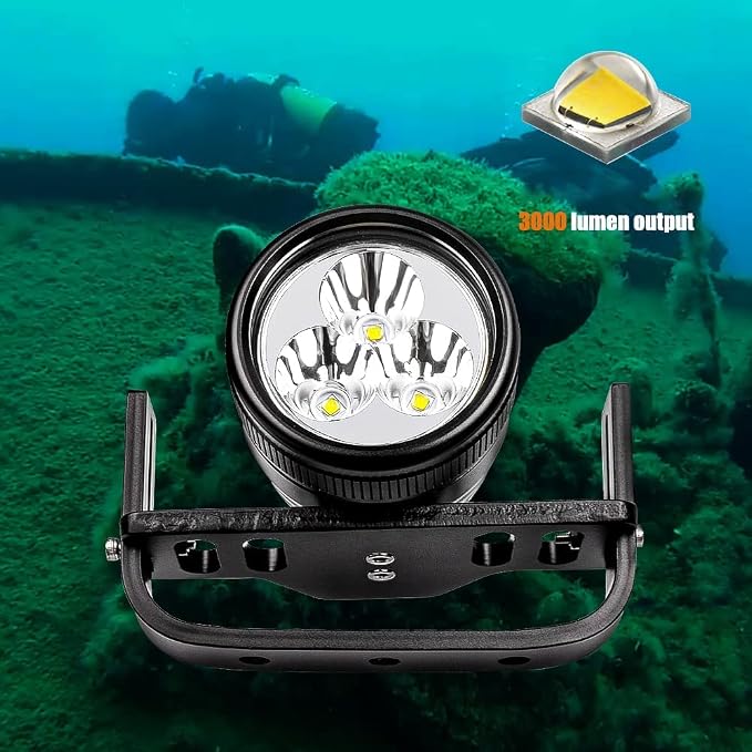 WD70 Canister Dive Light - 3000 Lumens Ultra-Bright Technical Diving Flashlight Kit with Adjustable Goodman Handle, 5 Light Modes for Underwater Cave, Wreck, and Deep Sea Diving