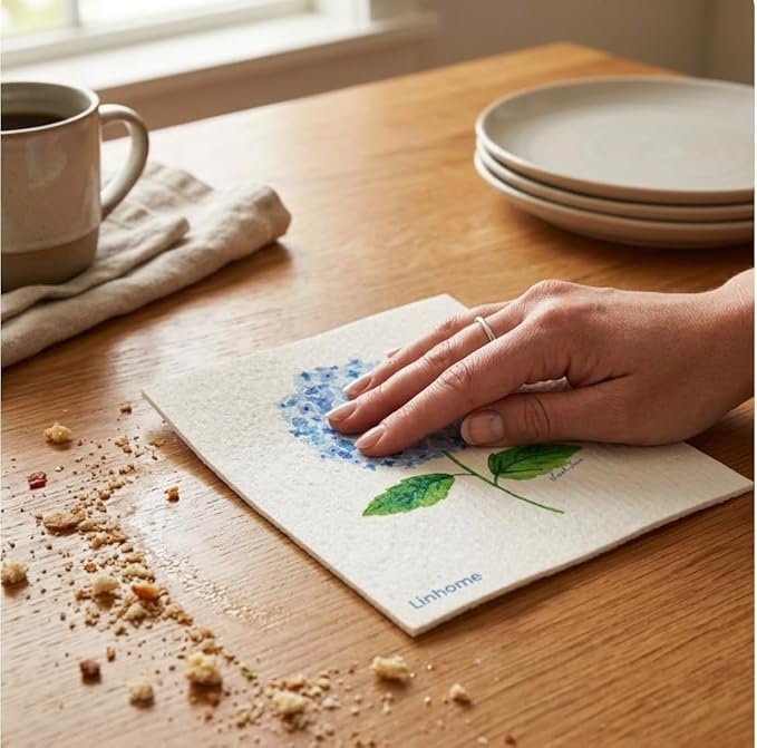 Garden Collection Hydrangea Swedish Dishcloth, Reusable Paper Towel, Super Absorbent Cellulose Sponge, Kitchen Cleaning Cloth, Washable & Compostable (Hydrangea Harmony - 1 Pack)