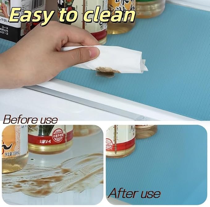 Refrigerator Mats 3PCS Silicone Shelf Liners Refrigerator Mats Heat Resistant Cup Pad Multifunctional Pads Drawer Table Placemats Gray/Blue/Clear