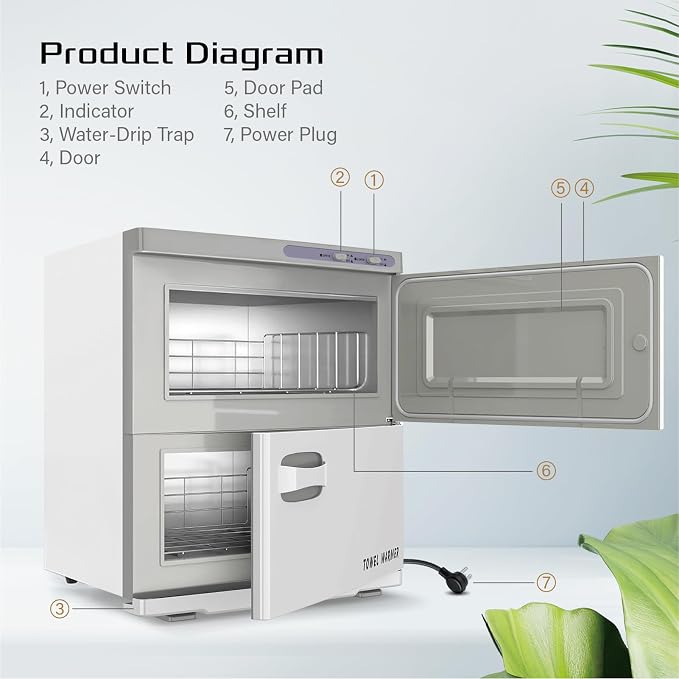 Pantin 32L Premium Two Compartment Towel Warmer for Hair Salon, Beauty SPA, Restaurant & Home. Heated Towel Warmer -Large Electric Hot Towel Cabinet for Salons, Spas - The Best Spa Equipment 110V 320W