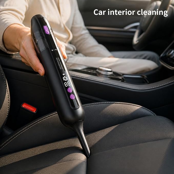 Handheld Car Vacuum Cleaner 15000Pa Cordless Mini Vacuum 3-in-1 Dust Buster with Blower & Inflator, 40000RPM Brushless Motor, LED Display, USB Rechargeable for Pet Hair, Home, Office