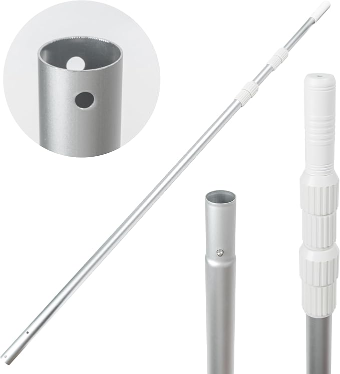 Swimming Pool Pole Telescopic - 15 FT Aluminum Pool Cleaning Pole, Heavy Duty Skimmer Telescoping Tool, Adjustable 3 Piece Extendable Cleaning Equipment for Skimmer Net Brush Vacuum Head Rake
