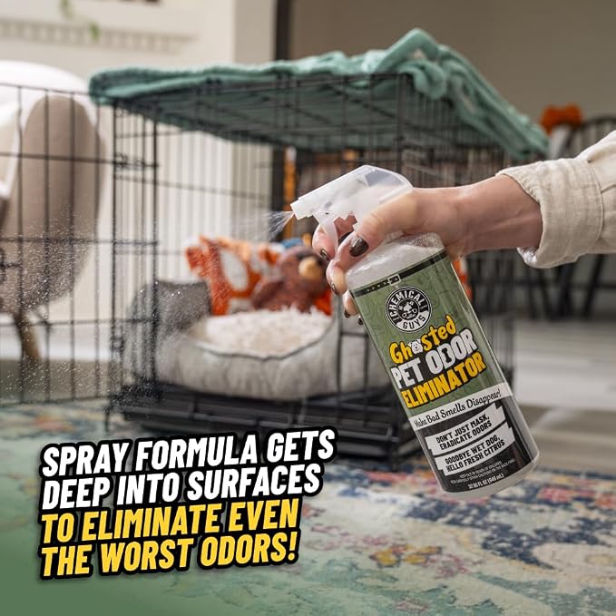 Chemical Guys Ghosted Pet Odor Eliminator 32 Oz Pet Smell Neutralizer For Car Interior, Carpet, Upholstery, Fabric Seats, Home, Furniture, Citrus Scent Spray Cleaner
