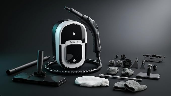 2-in-1 Steam Cleaner & Steam Mop for Home | 1.6L Tank for 60 Mins Runtime | 15s Fast Heat Up Portable Steamer with Wheels & 3-Level Handle | for Car, Tile Grout, Floor, Upholstery, 16-Piece Kit