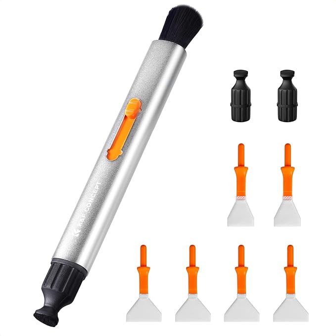 K&F Concept® Multifunctional Lens Cleaning Pen, Replaceable Pen Tip with Cleaning Brush+Carbon Tip*2+APS-C Sensor Swab*2+Full-Frame Sensor Swab*4 for Camera Filters Telescope Drone AR VR Tablet