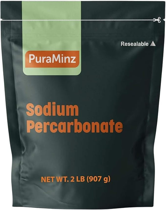 Sodium Percarbonate - 2 Pounds - Pure Oxygen Bleach Powder. Color Safe Stain & Grime Remover, Multi-Use Cleaner for Home & Laundry - Packed in Durable Resealable Packaging.