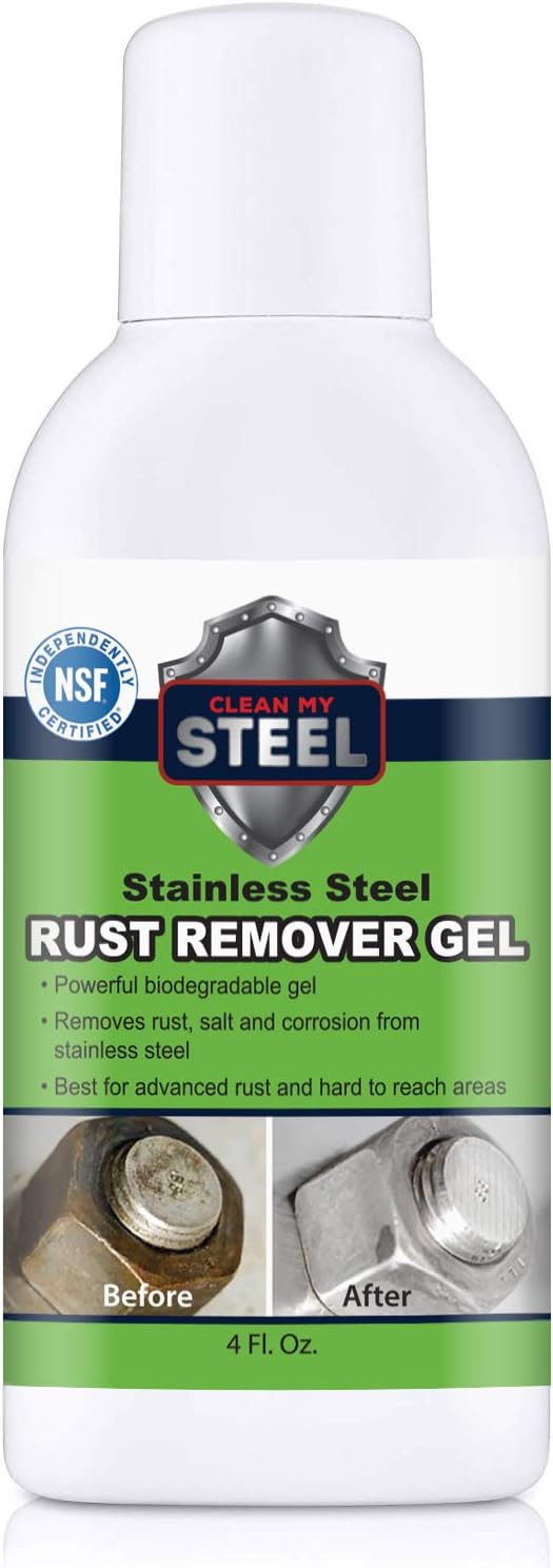 CLEAN MY STEEL B450 Heavy Duty Stainless Steel Rust Remover Gel, 4 oz, Apply and Rinse, No Scrubbing Required