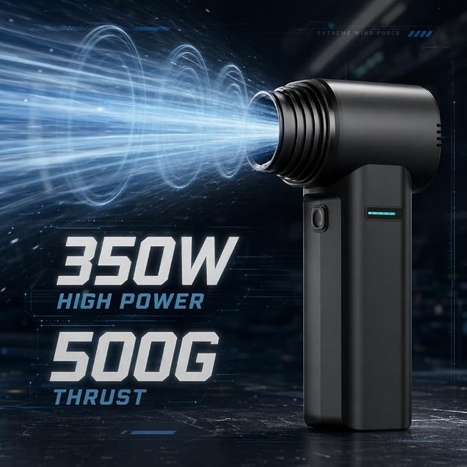 Cordless Car Detailing Air Duster, 80,000 RPM Electric Air Blower, 350W Brushless Motor, 60m/s/200CFM High-Speed Compressed Air Duster for Car Drying, Interior Cleaning, Keyboard & Home